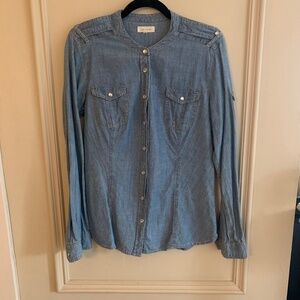 Linen denim style snap shirt (38 / 8)